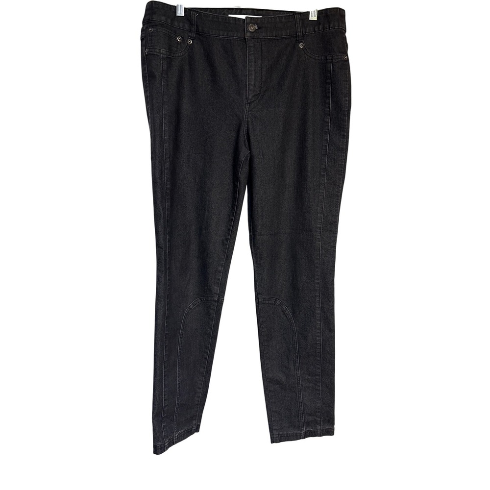 Chicos‎ Platinum Denim Jeans Womens Size 2.5 L Black Wash Riding Zip Ankle Pants